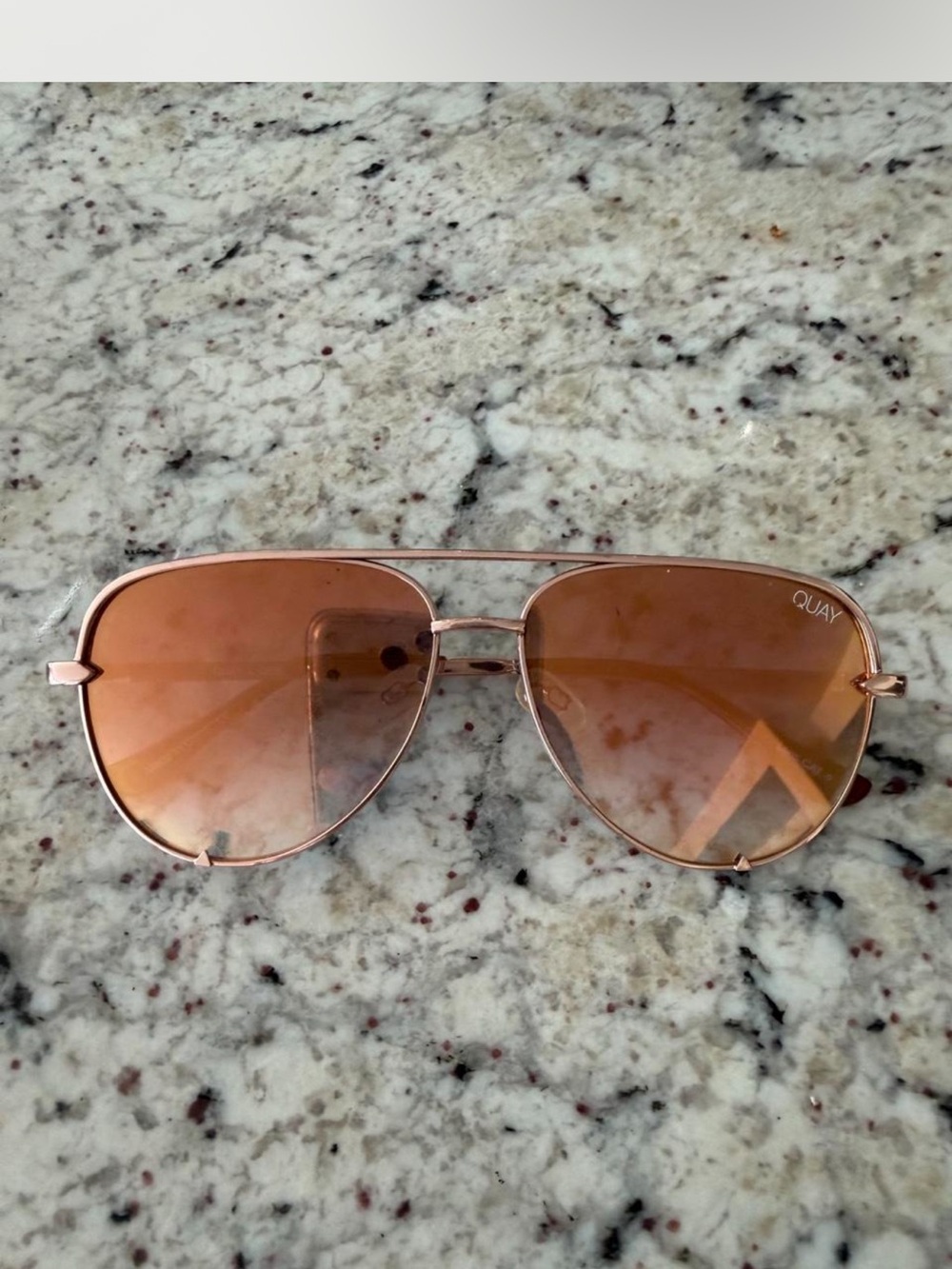 Quay Australia Rose Gold Frame Sunglasses with Brown/Amber Lenses
